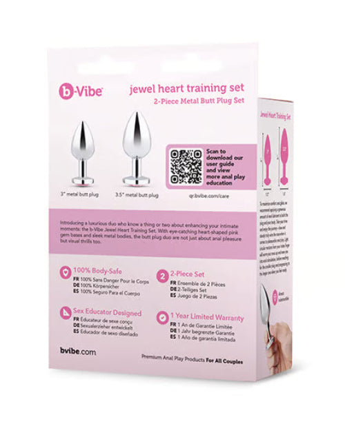 b-Vibe Jewel Heart Metal Butt Plug Training Set (Small 7.1cm & Large 8.1cm insertable) > Anal Range > Jewel Butt Plugs