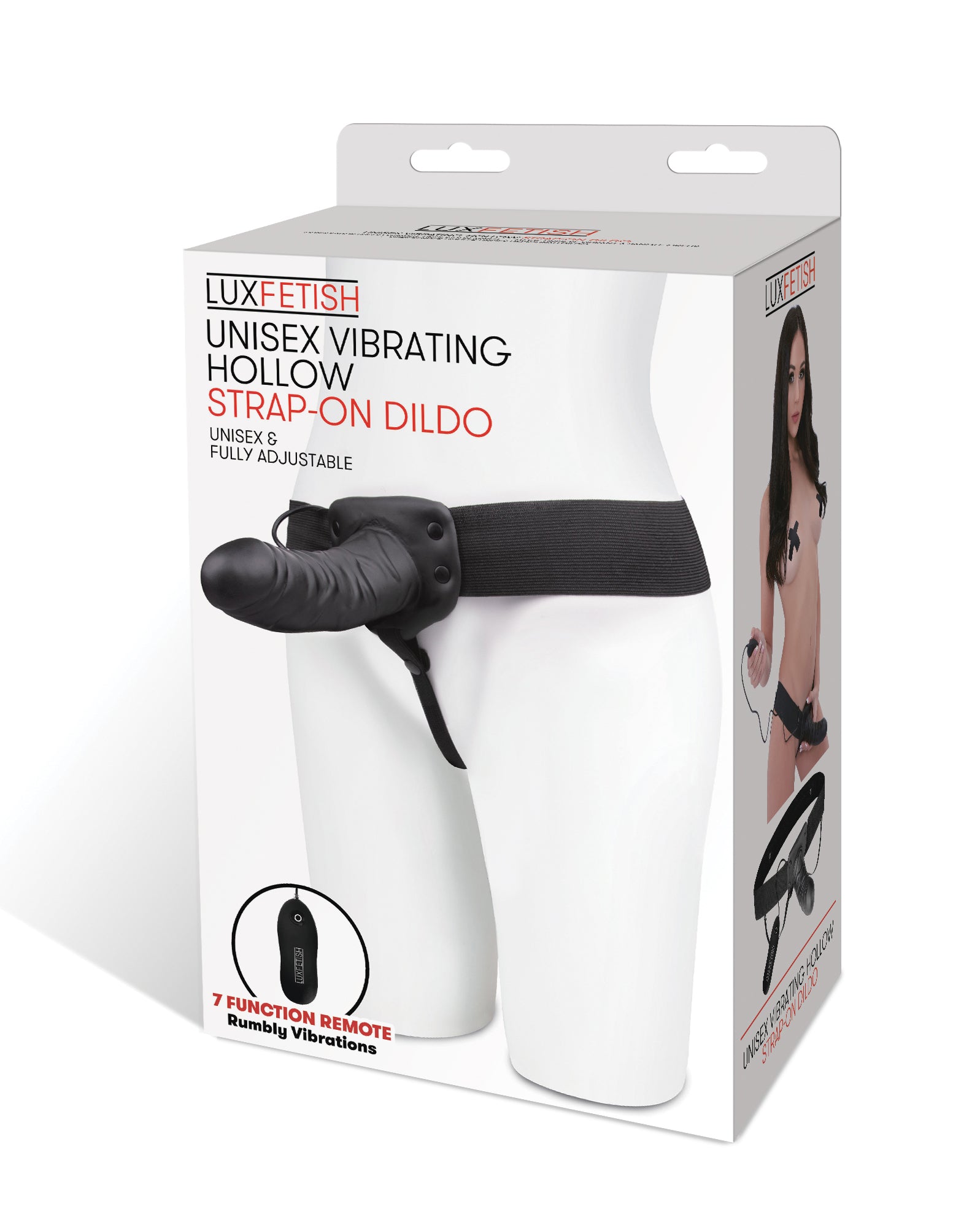 Lux Fetish Unisex Black Vibrating Hollow Strap-On Dildo 6" inch > Dildos > Hollow Strap Ons