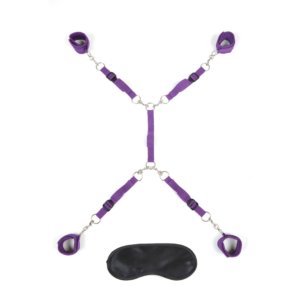 Lux Fetish Classic Bed Spreader – Adjustable Plush BDSM Accessory Purple > Bondage Gear > Bed Restraints