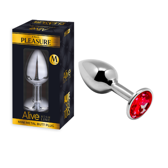Alive Mini Metal Butt Plug Anal Pleasure Red Medium 8 cm x 3.4 cm Default Title Butt Plugs