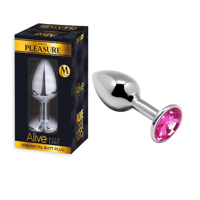 Alive Mini Metal Butt Plug (Pink) – Waterproof Anal Plug 8 cm Length 3.4 cm Diameter Default Title Butt Plugs