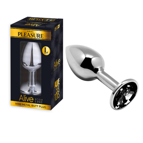 Alive Mini Metal Butt Plug Anal Pleasure Black Large 9 cm Diameter 4.1 cm Default Title > Anal Range > Jewel Butt Plugs
