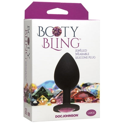 Booty Bling Pink Large Jeweled Silicone Plug Default Title > Anal Range > Jewel Butt Plugs