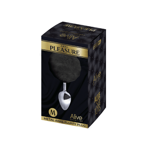 Alive Metal Fluffy Plug Black Medium Default Title Butt Plugs
