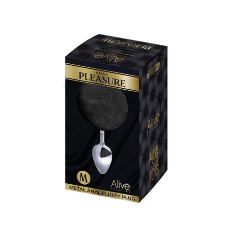 Alive Metal Fluffy Plug Black Medium Default Title Butt Plugs