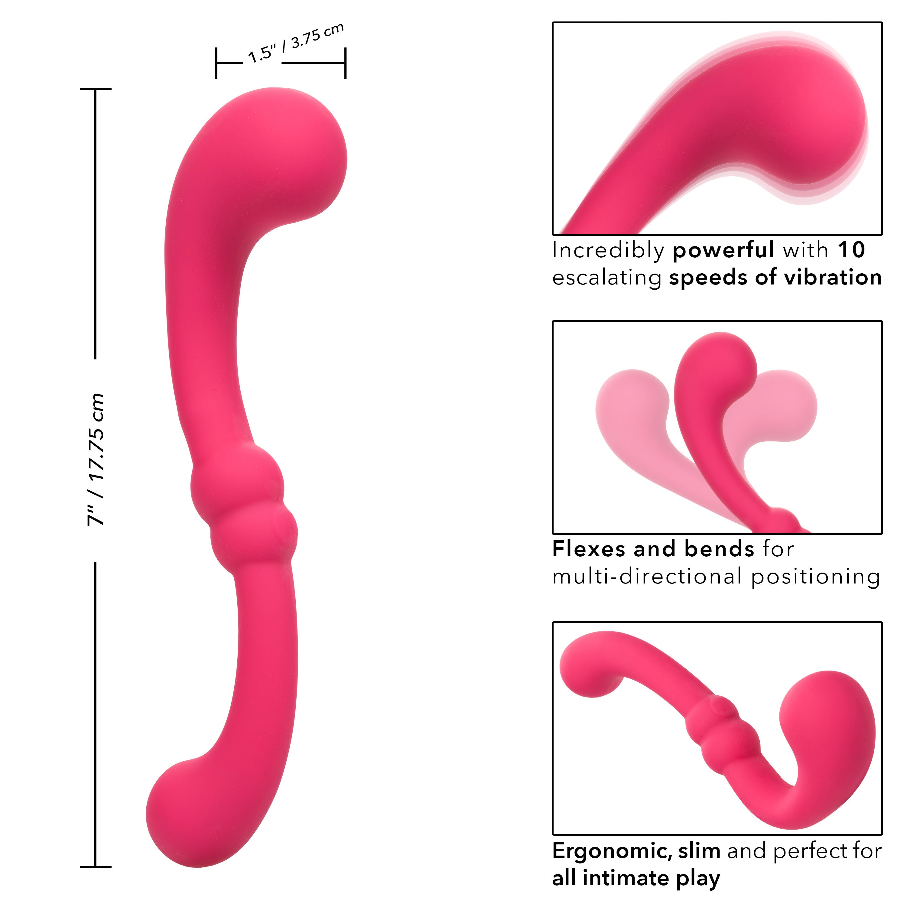 Pretty Little Wands Curvy Slim Pink Silicone Massager with 10 Speeds > Vibrators > Standard Vibrators