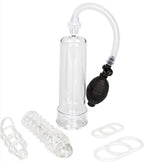 His Enlargement Kit Clear Penis Pump with Silicone Enhancers and Support Cages