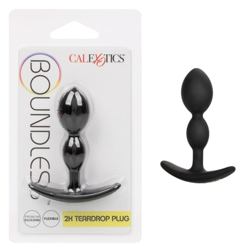 Boundless 2X Teardrop Plug Black Flexible Silicone 2 Bulb Size > Anal Range > Butt Plugs