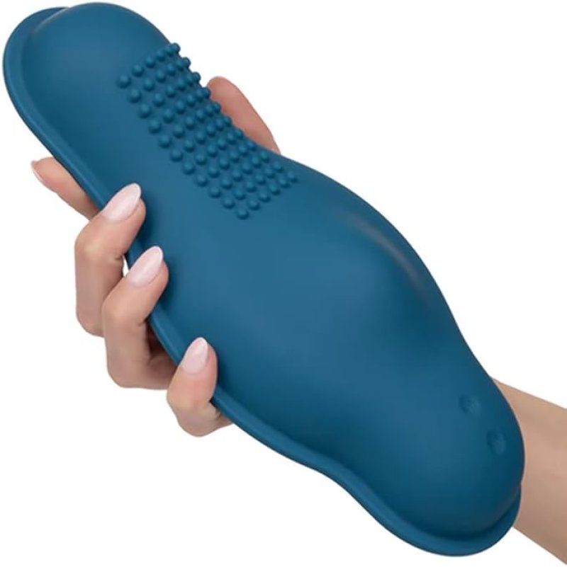 CalExotics Dual Rider Remote Control Bump and Grind Waterproof Silicone Massager with 12 Functions and Remote in Blue