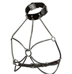 Euphoria Collection Multi Chain Collar Harness with Velvet Interior and Vegan Leather Exterior