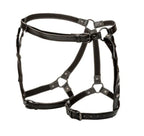 Euphoria Collection Riding Thigh Harness Black Vegan Leather With Plush Velvet Lining Adjustable Waist