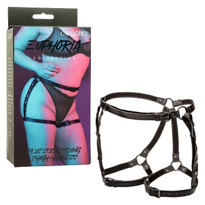 Euphoria Collection Plus Size Black Riding Style Thigh Harness with Velvet Interior Secondary image