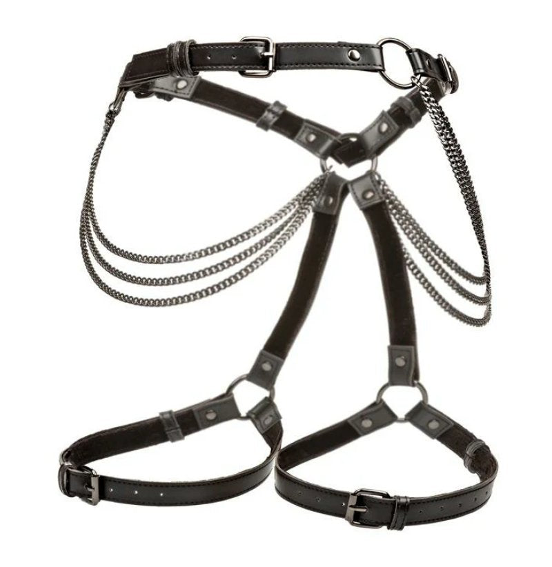 Euphoria Collection Plus Size Multi Chain Black Thigh Harness with Adjustable Straps