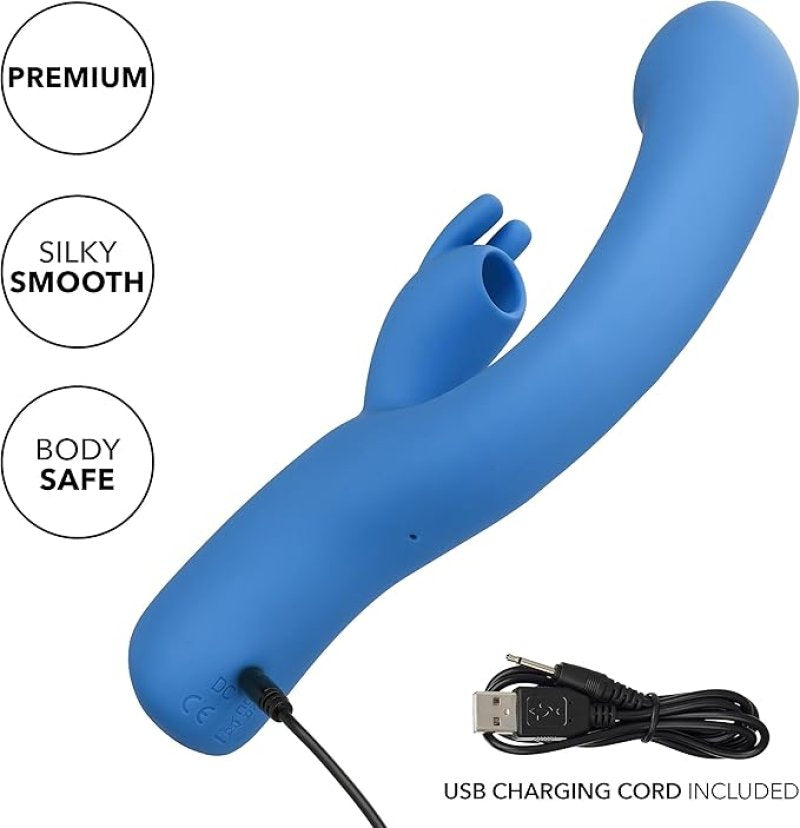 Jack Rabbit Elite Suction Rabbit Blue 8.75 Inch Dual Motors Silicone Vibrator