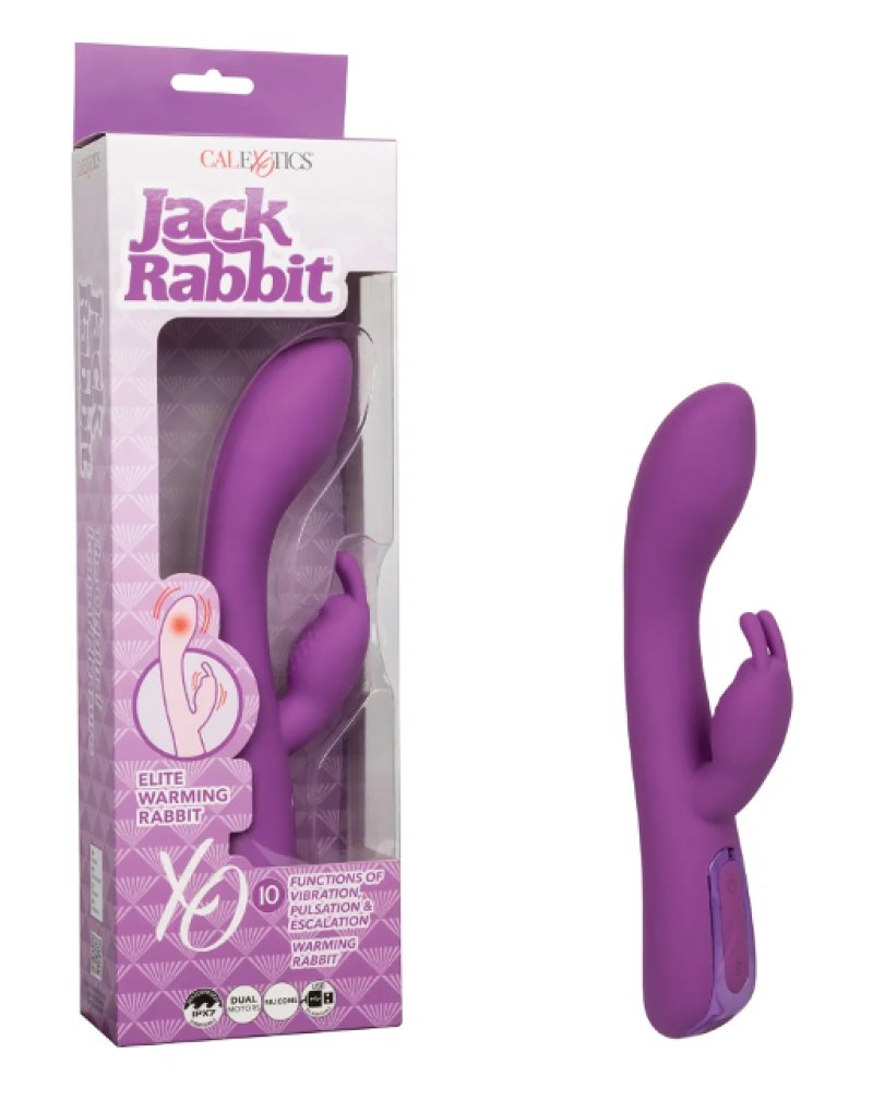 Jack Rabbit Elite Warming Rabbit Purple 9.2 Inch with Heating Function Silicone