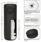 Optimum Power Vibrating and Thruster Stroker Black Masturbator with Ultra-Soft Textured Sleeve