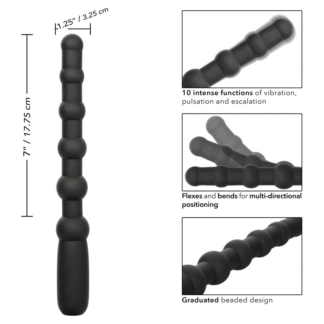 X-10 Beads Black Silicone Flexible Vibrating Probe with 10 Functions and Charging > Anal Range > Anal Beads