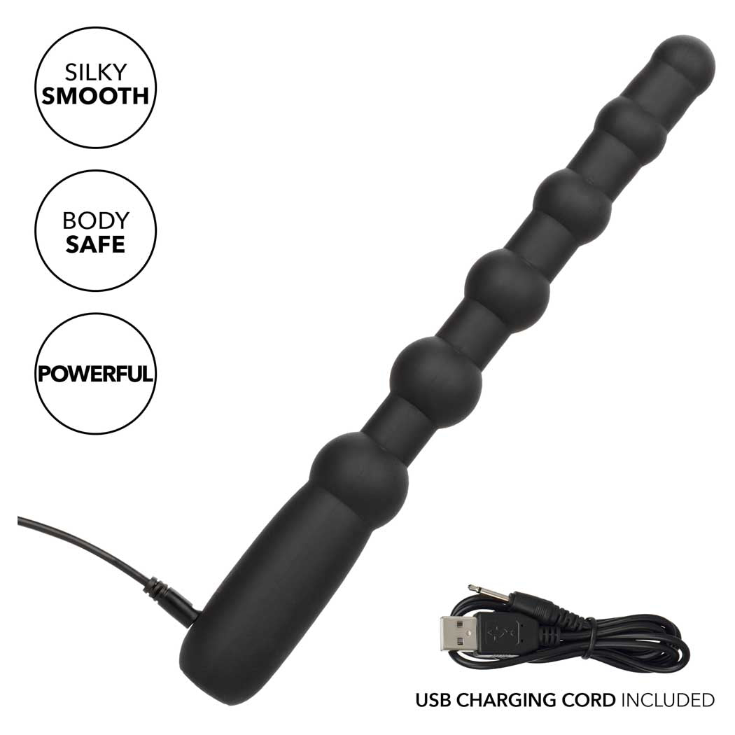 X-10 Beads Black Silicone Flexible Vibrating Probe with 10 Functions and Charging > Anal Range > Anal Beads