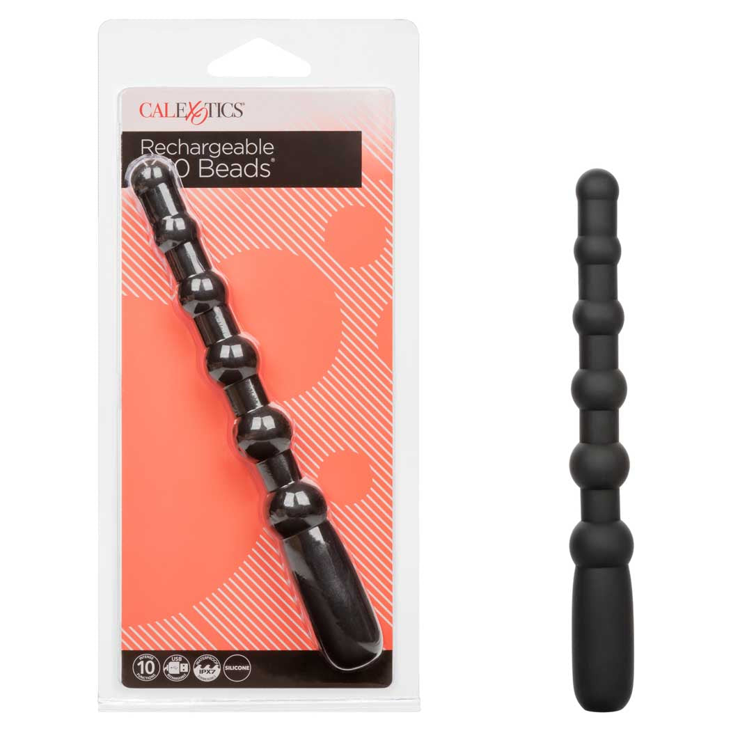 X-10 Beads Black Silicone Flexible Vibrating Probe with 10 Functions and Charging > Anal Range > Anal Beads