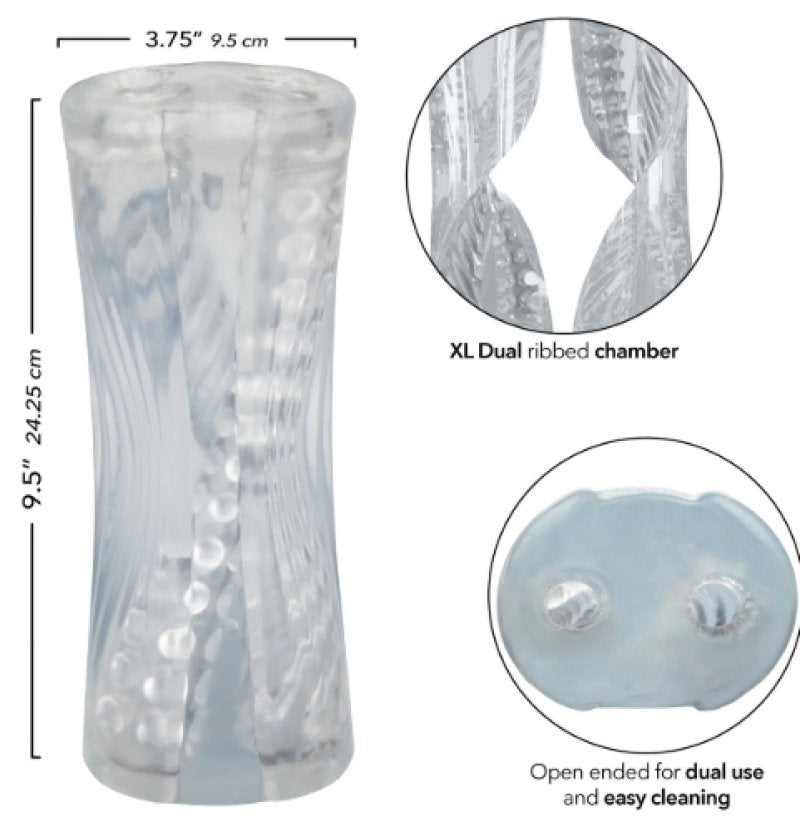 Cyclone Dual Ribbed Stroker XL Transparent Easy Grip Multi-Chambered Stroker