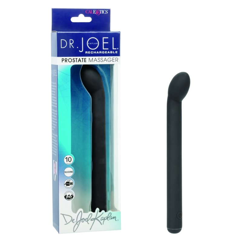 Dr. Joel Kaplan Black Silicone Prostate Massager with 10 Vibration Speeds and Charging