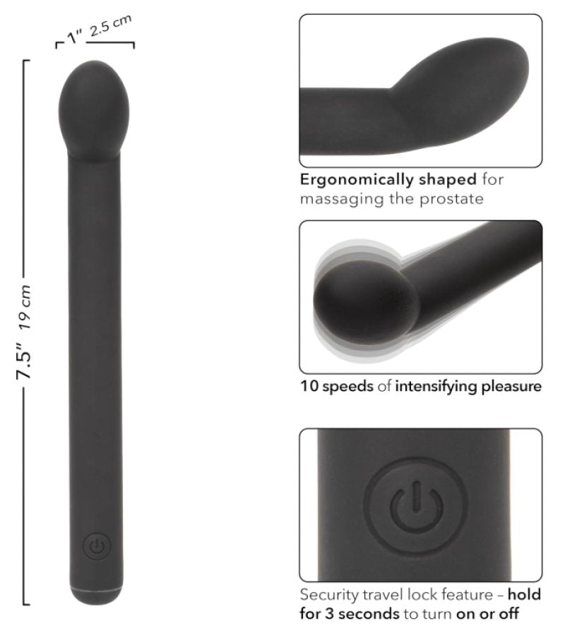 Dr. Joel Kaplan Black Silicone Prostate Massager with 10 Vibration Speeds and Charging
