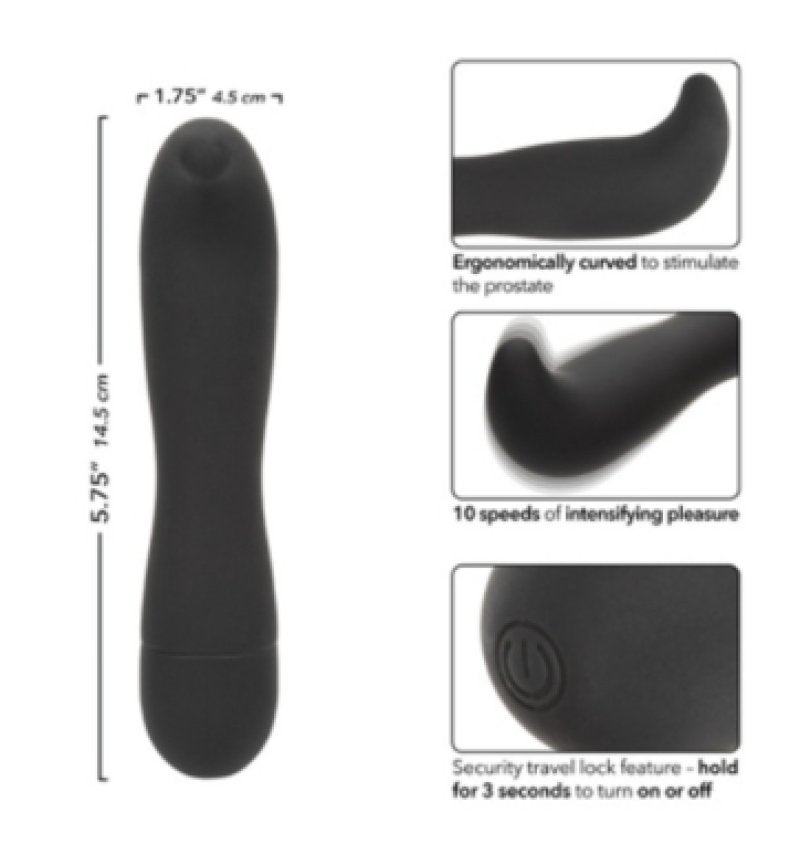 Dr. Joel Kaplan Prostate Probe Ergonomic Black Silicone Waterproof with 10 Speeds and Charging
