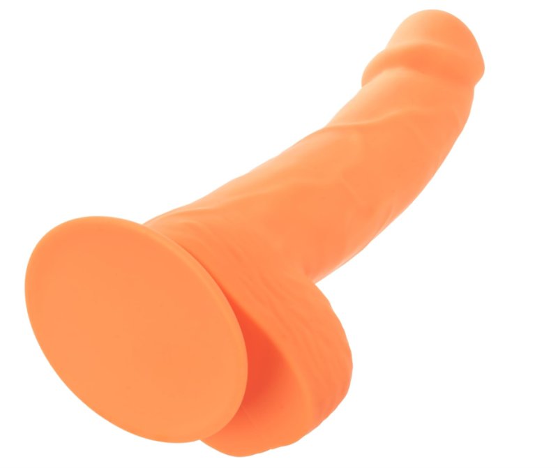Neon Silicone Studs 6 Inch 15.25 cm Orange Silicone Dildo with Suction Cup Base Secondary image