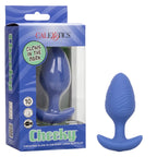 Cheeky™ Vibrating Glow-In-The-Dark Large Blue Silicone Butt Plug with 10 Speeds and Battery