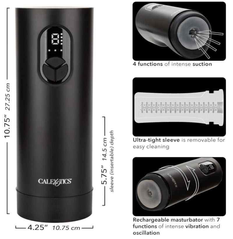 Bionic™ Vibro Stroker with Oscillation and Suction Black Wireless Male Masturbator > Sex Toys For Men > Masturbators Premium