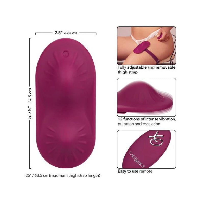 Dual Rider Remote Control Grinder (Plum) – Waterproof Silicone Massager with Adjustable Thigh Strap and 12 Vibration Functions