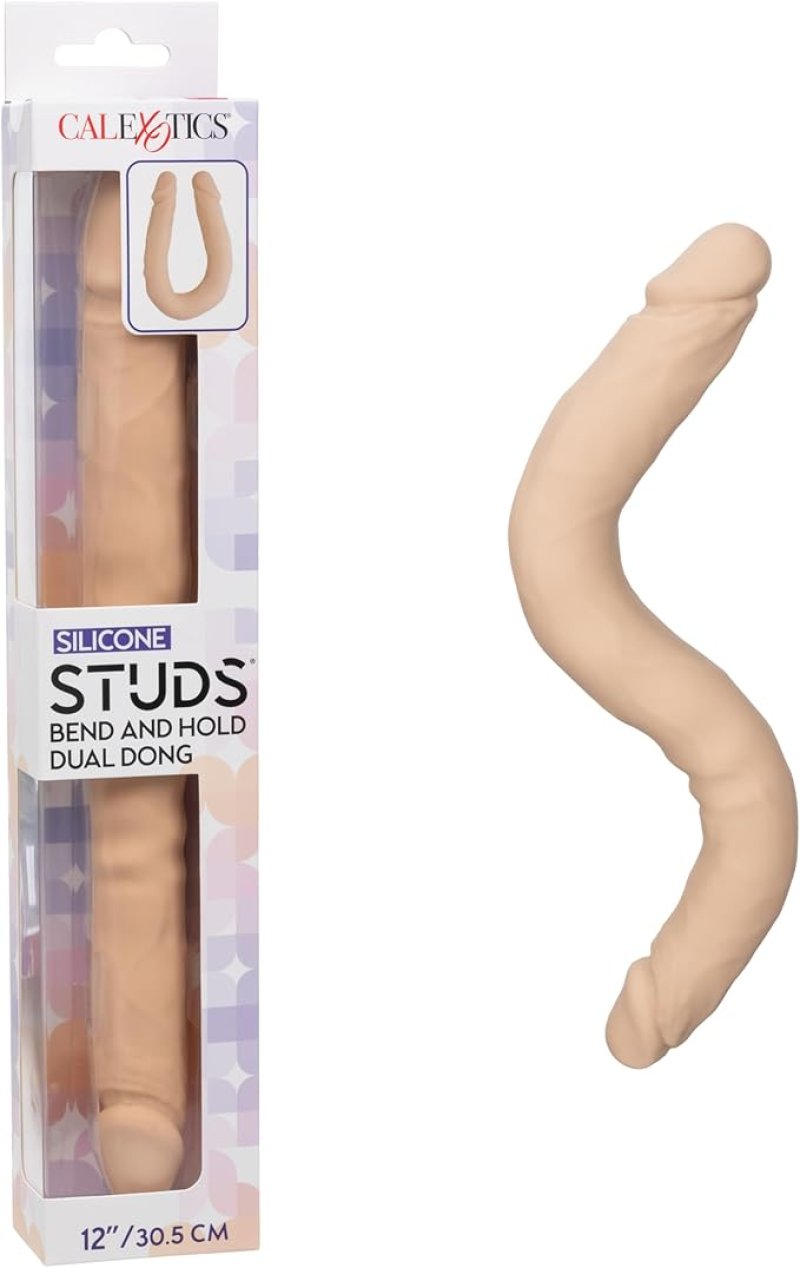 Silicone Studs Bend and Hold Dual Dong (Ivory) – 12 Inch Silicone Dildo > Dildos > Double Dildos