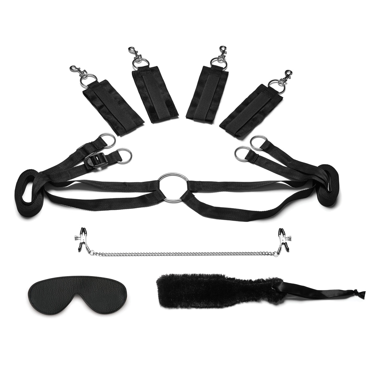 Lux Fetish Fuzzy Lovers 4PC Bedspreaders Set Black > Sex Toys > Sex Kits