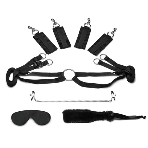 Lux Fetish Fuzzy Lovers 4PC Bedspreaders Set Black > Sex Toys > Sex Kits
