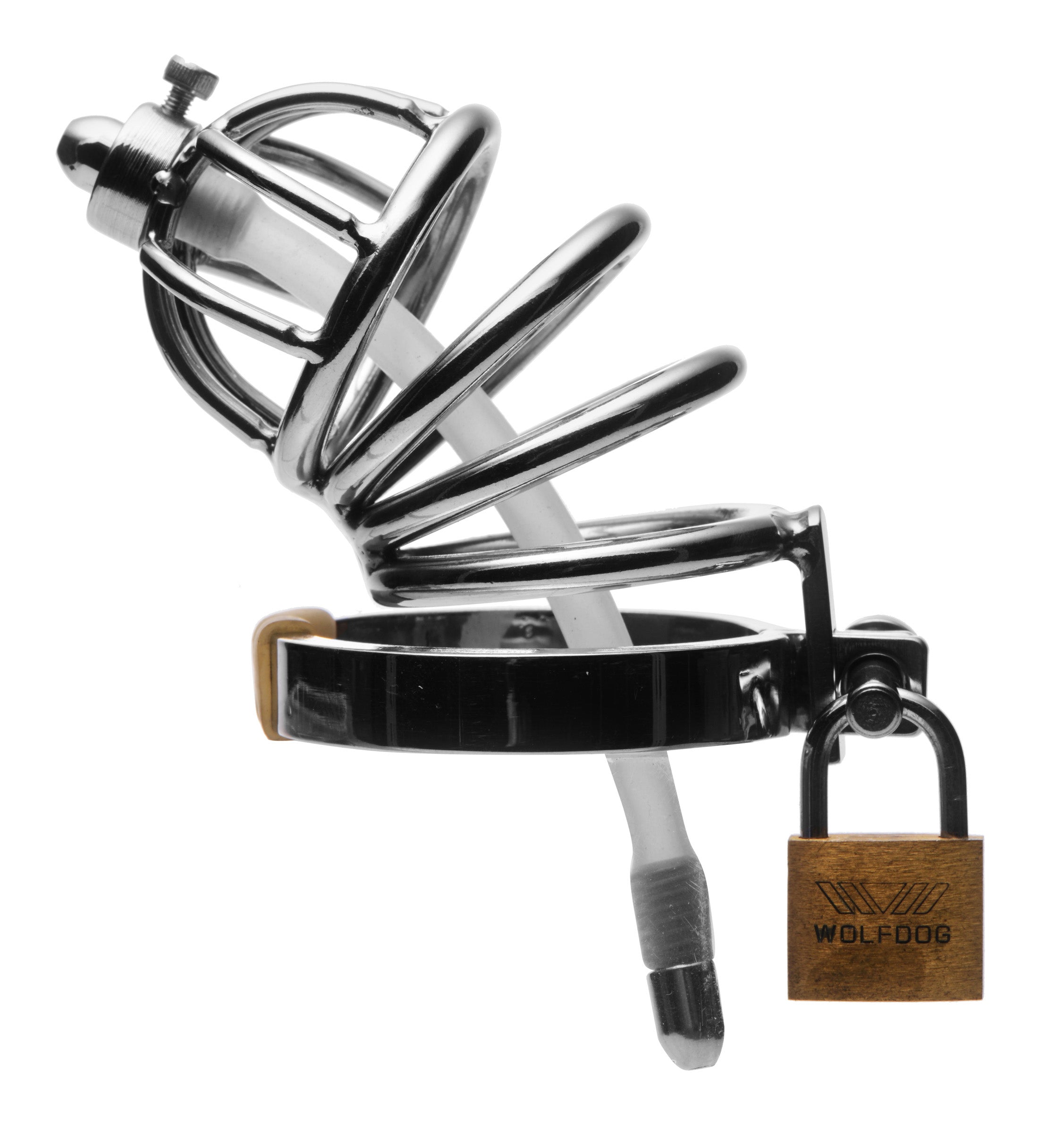 Stainless Steel Chastity Cage With Removable Silicone Urethral Plug – Penis Plug > Bondage Gear > Male Chastity