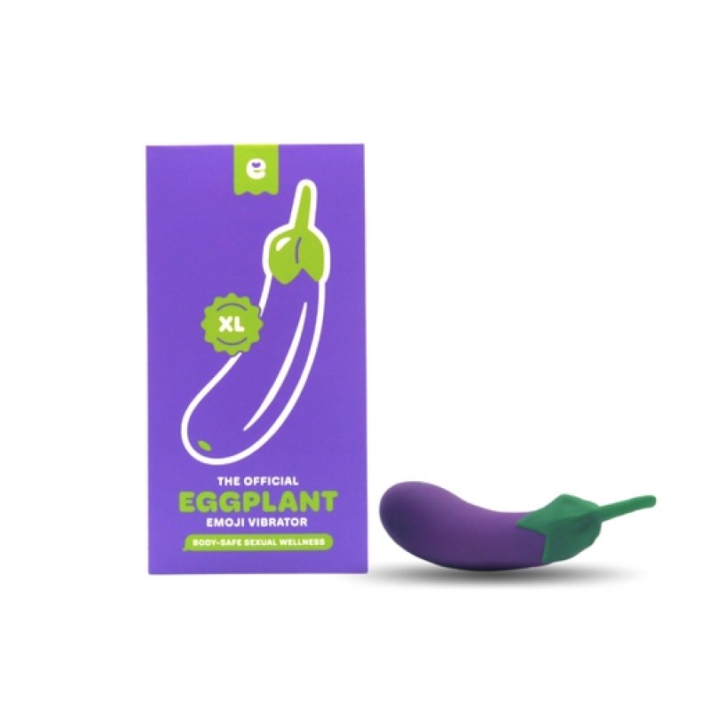 Eggplant XL Emojibator Silicone Vibrator 7.9 Inch Purple
