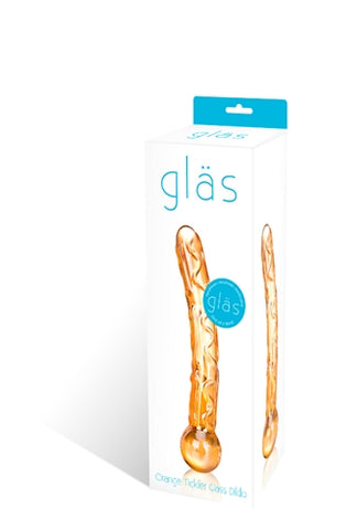 Glas 7.5 Inch Orange Tickler Textured Glass Dildo with Easy Grip Base Orange > Glass > Dildos