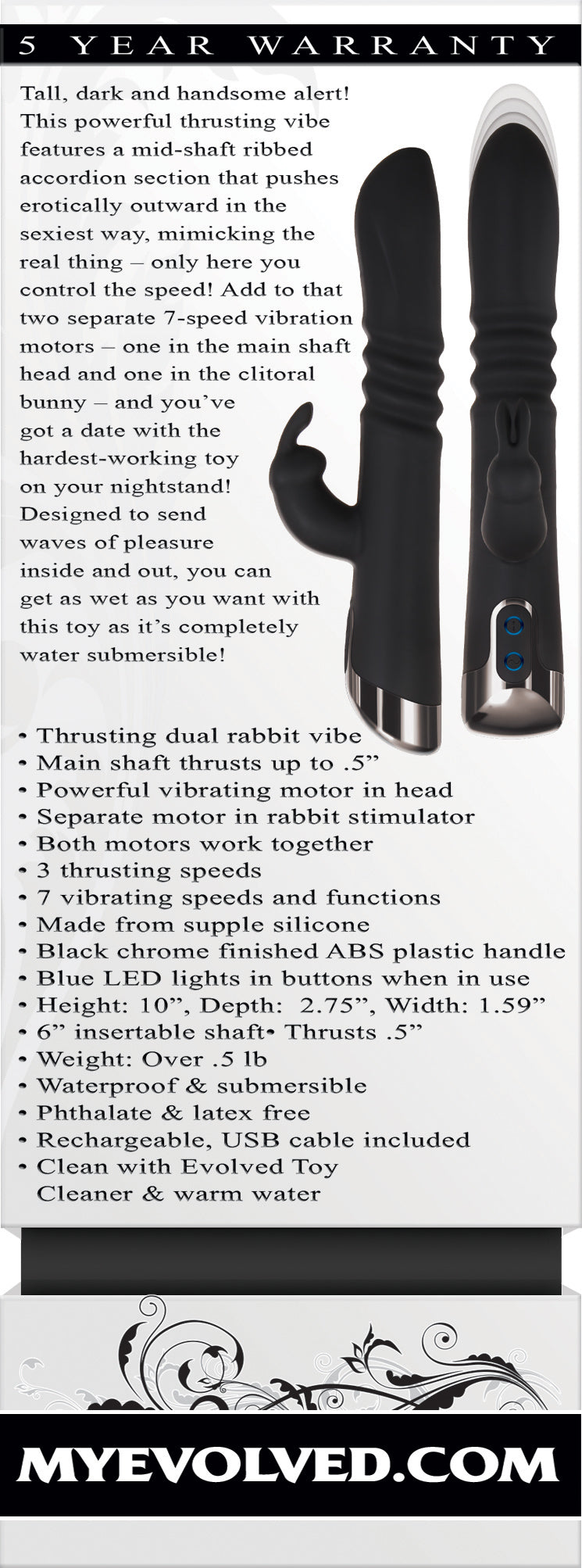Evolved Rapid Rabbit 25.4cm Thrusting Vibrator > Vibrators > Ladies > Rabbit Multi