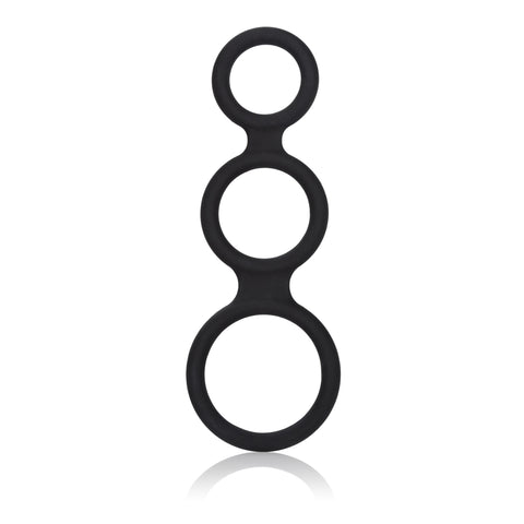 Maximizer Enhancer Triple Silicone Ring Set Black with 2 Inch Base, 1.5 Inch Scrotum, and 1.25 Inch Shaft Rings COCK RING Set