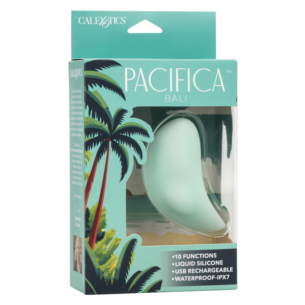 Pacifica™ Bali Curved Teaser in Mint Green Liquid Silicone with 10 Intense Functions, USB Rechargeable and Waterproof IPX7 Vibrators