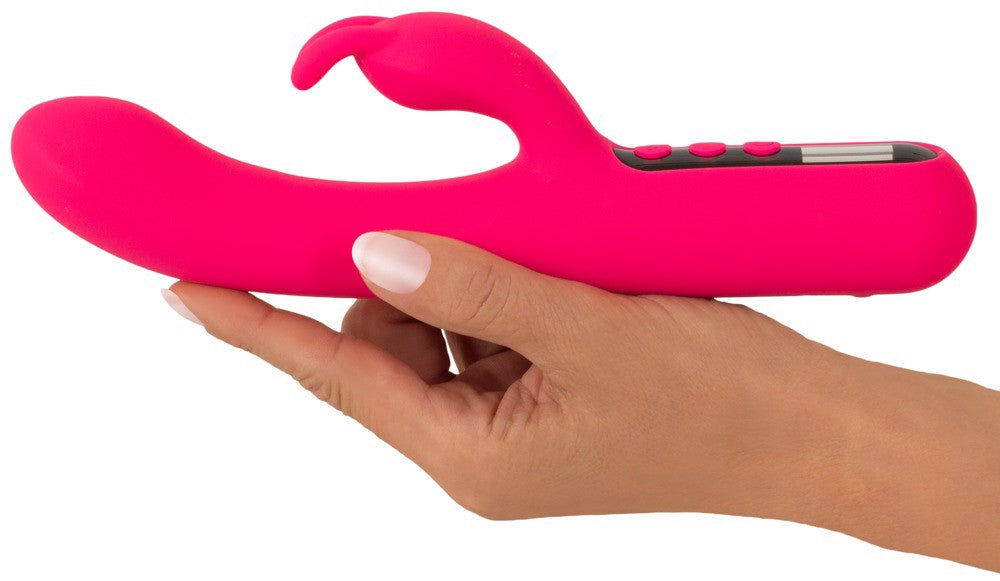 Pink Sunset Rabbit Vibrator with Digital Display, Dual Motor, Soft Touch Silicone, , 23.1 cm Length Secondary image