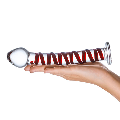 Glas 8 Inch Mr Swirly Spiral Red and Clear Glass Dildo > Glass > Dildos