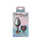Cheeky Charms Gunmetal Medium Butt Plug with Heart Rainbow Jewel > Anal Range > Jewel Butt Plugs
