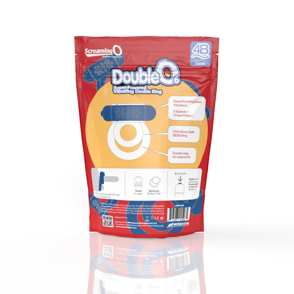 Double O 6 4B Vibrating Ring with Raised Ticklers and Long-Lasting Batteries – Vibrating Ring Blue > Cock Ring > Vibrating