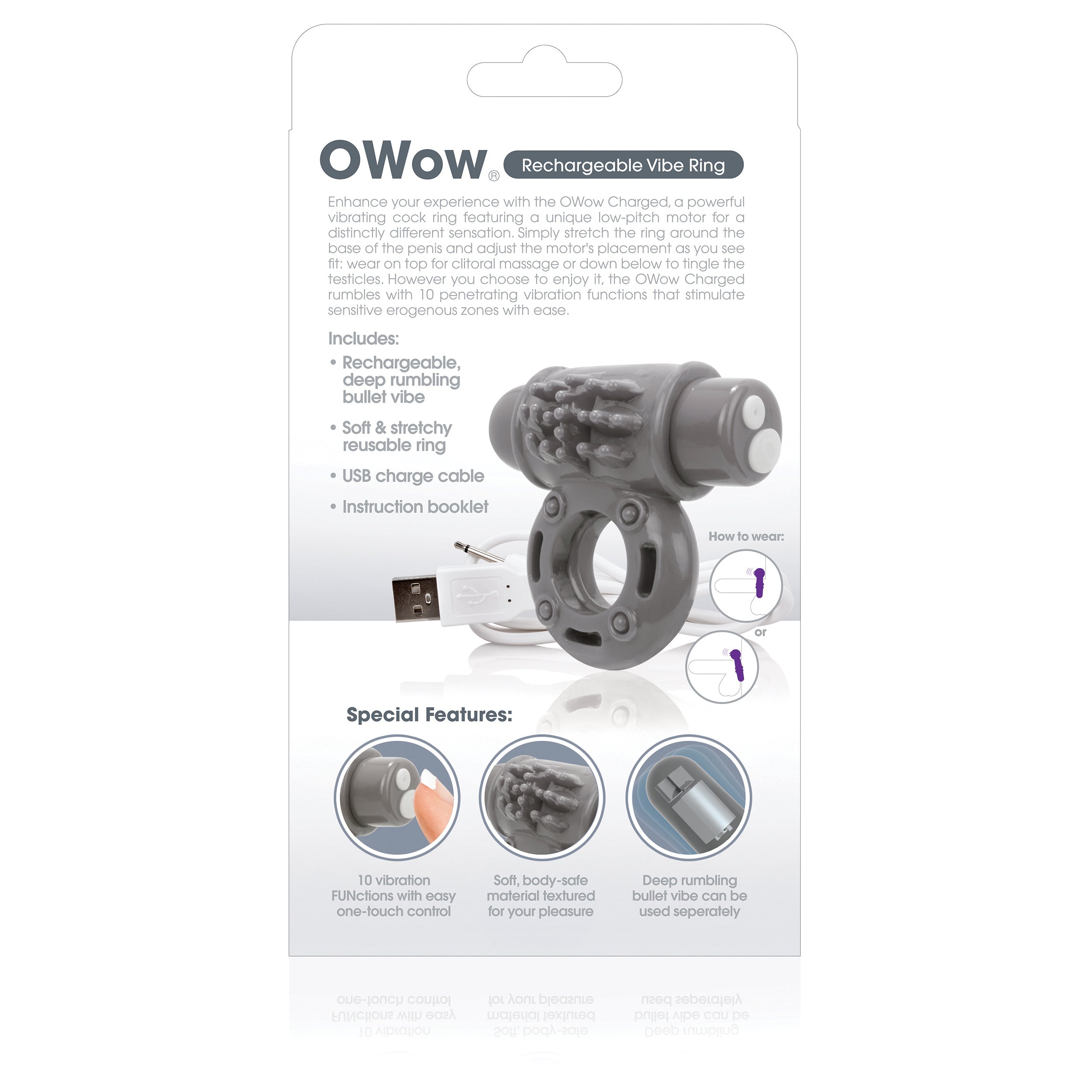 O Wow Ring – Rechargeable Vibrating Cock Ring with 10 Vibration Functions > Cock Ring > Vibrating