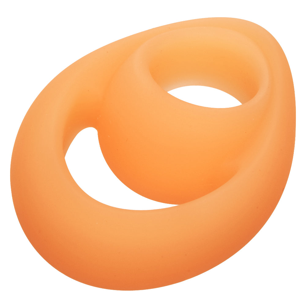 Alpha Glow-In-The-Dark Liquid Silicone Teardrop Ring in Orange COCK RINGS