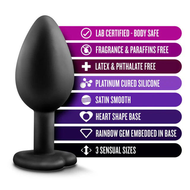 Luxe Bling Plugs Training Kit Black With Rainbow Gems 3 Sizes > Anal Range > Butt Plug Kits