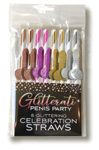 Glitterati Penis Celebration Straws 8 Pack – Glitter Party Straws Set Coloured > Novelties > Gag Gifts