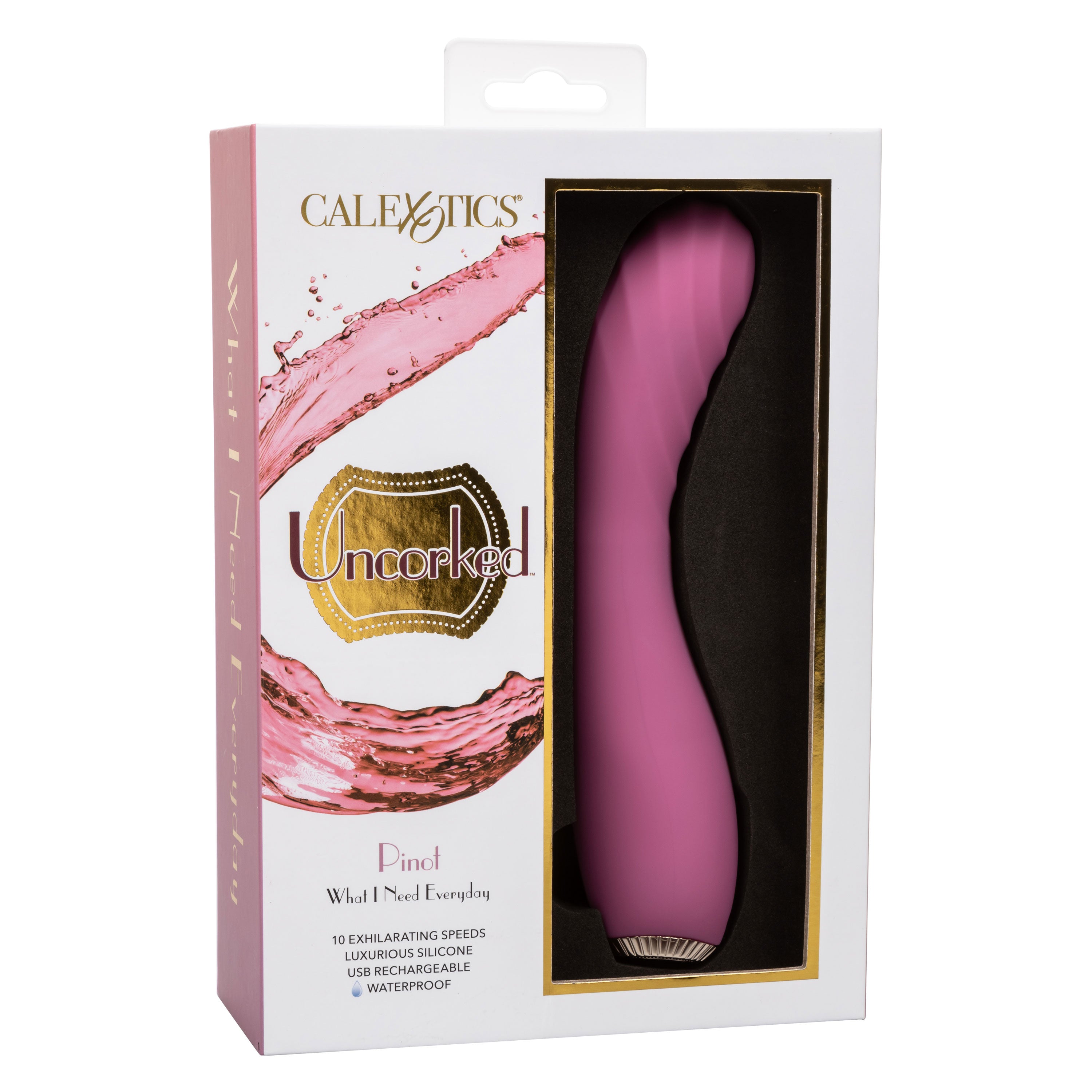 Uncorked Pinot Pink Silicone Massager with 10 Speeds and Rechargeable Pink > Vibrators > Standard Vibrators