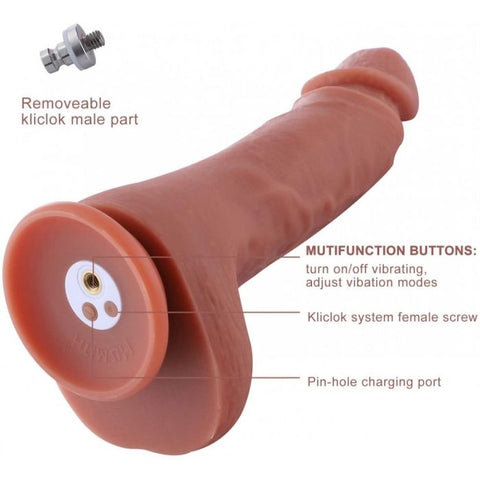 HiSmith - 8.6in Silicone Double Layered Vibrating Dildo with Remote Sex Machine Attachments